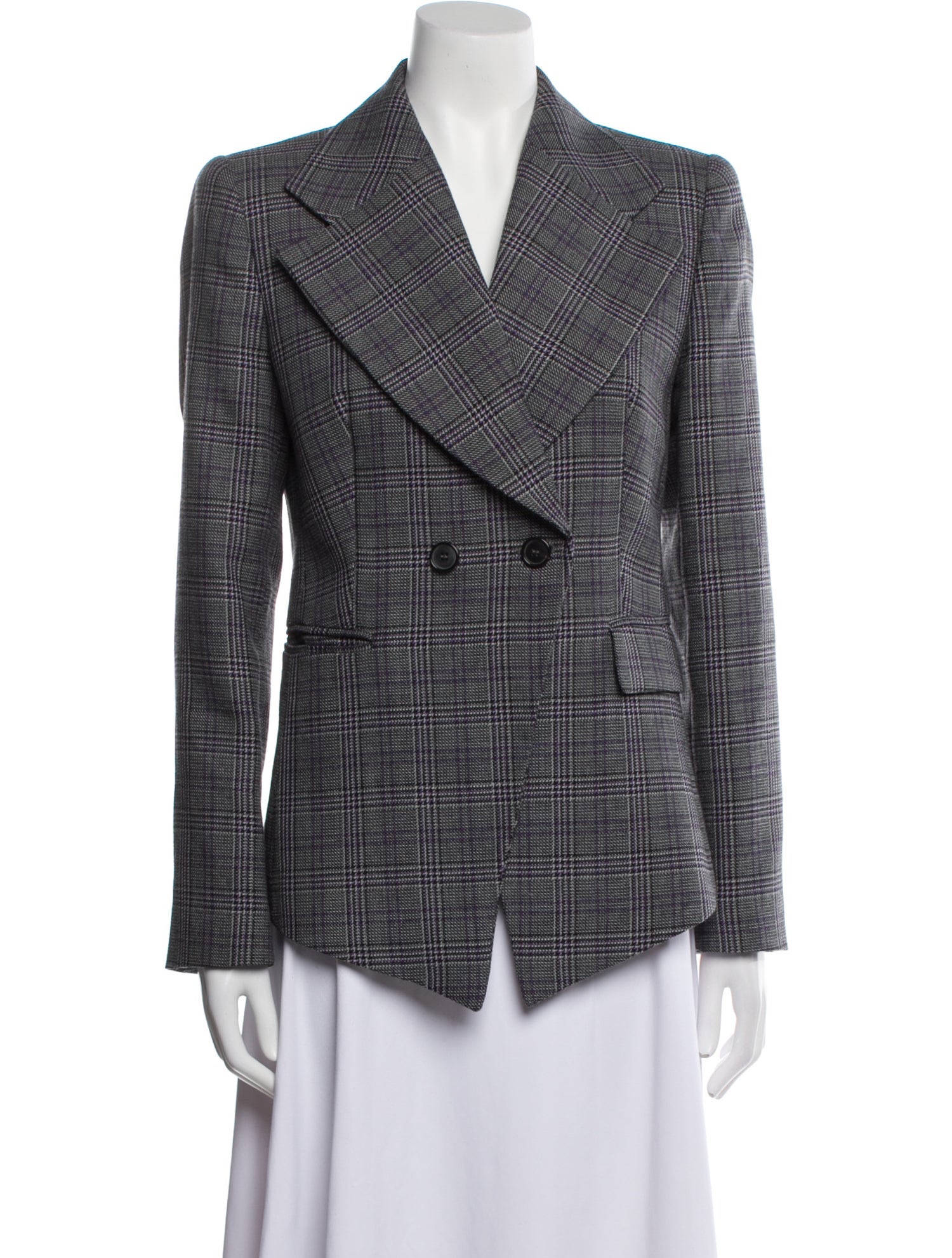 Michael Kors Collection Wool Plaid Print Blazer