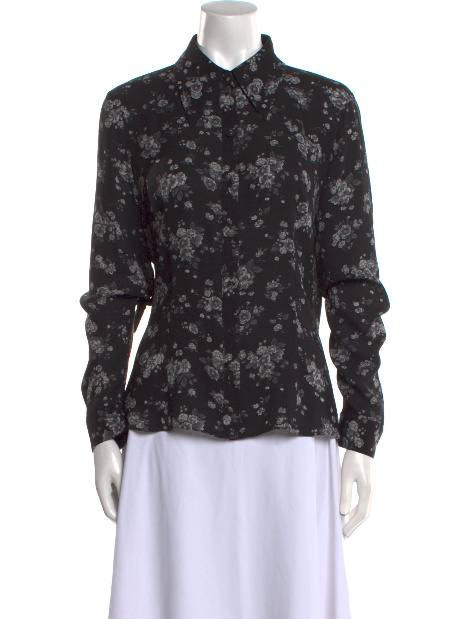 Michael Kors Collection Silk Floral Print Button-Up Top