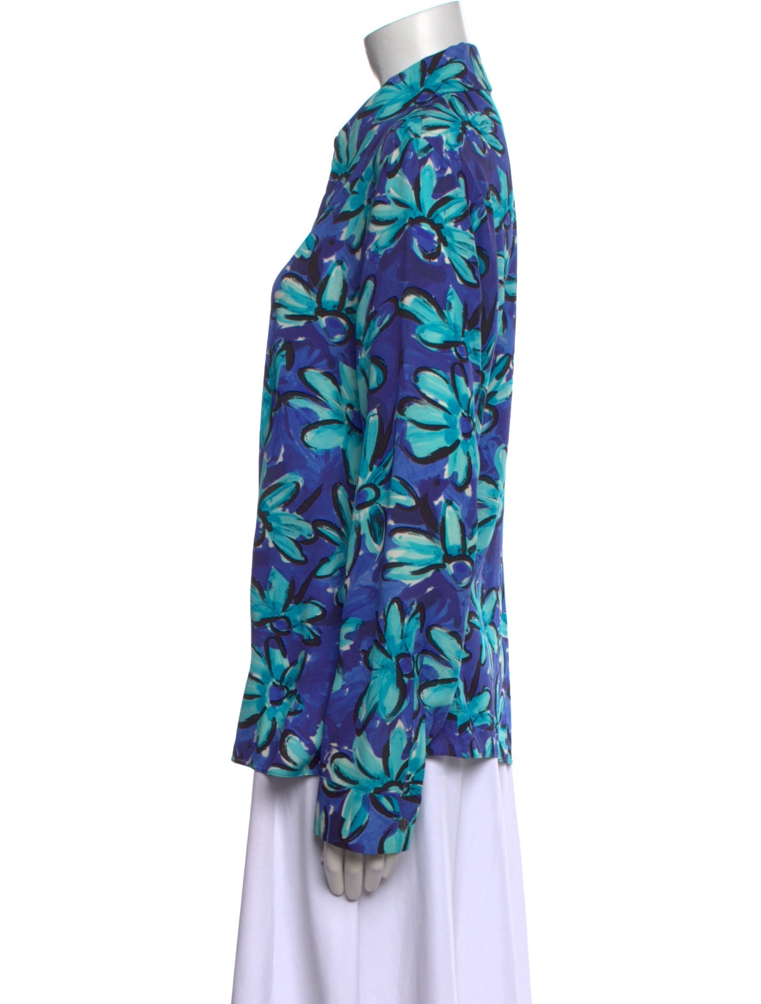 Michael Kors Collection Silk Floral Print Button-Up Top