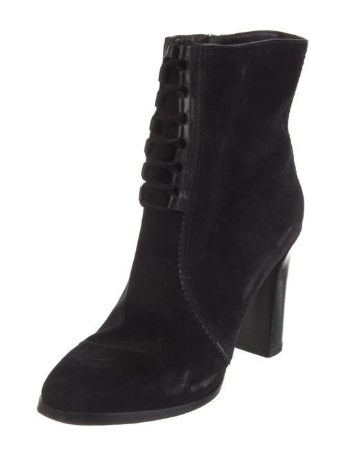 Michael Kors Collection Suede Tassel Accents Lace-Up Boots