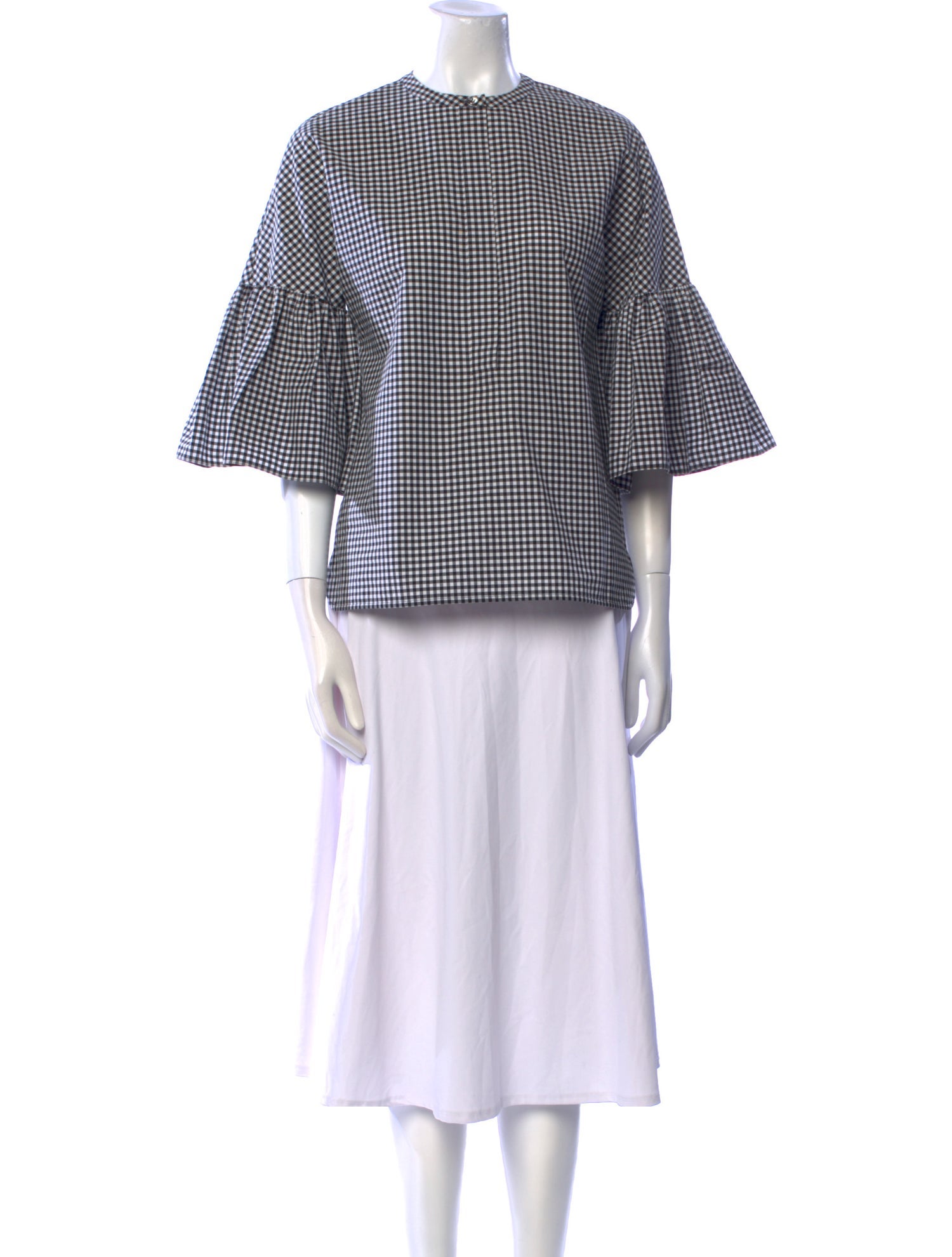 Michael Kors Collection Plaid Print Crew Neck Top