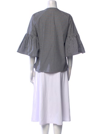 Michael Kors Collection Plaid Print Crew Neck Top