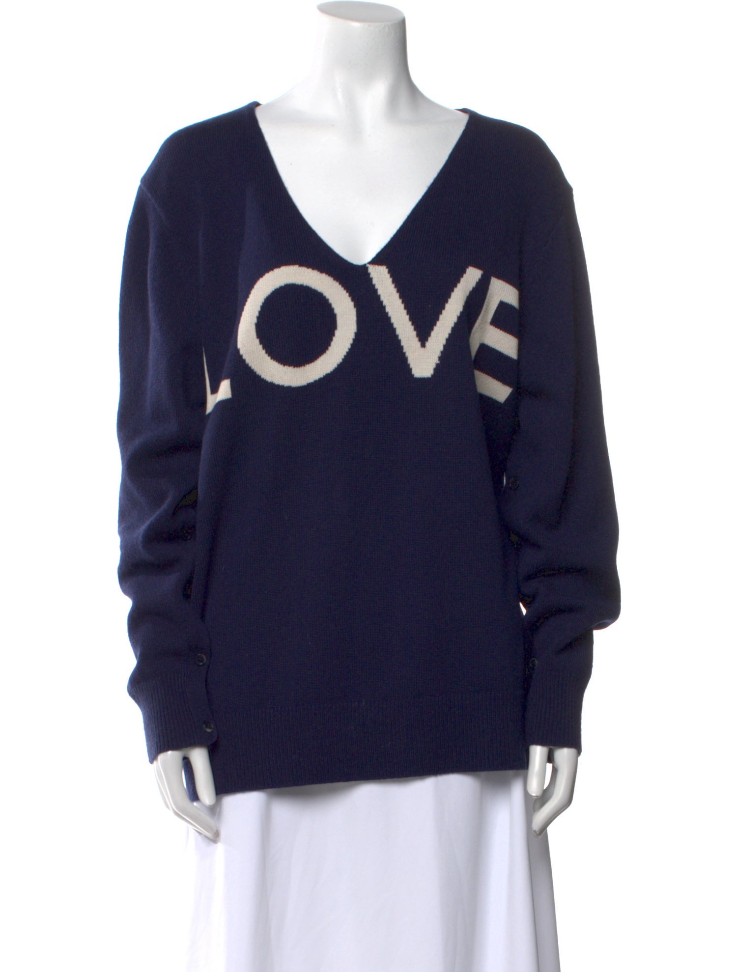 Michael Kors Collection Graphic Print V-Neck Sweater