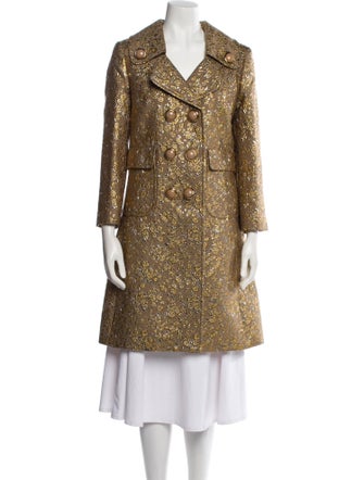 Michael Kors Collection Wool Floral Print Peacoat