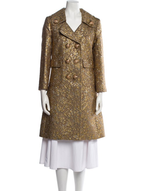 Michael Kors Collection Wool Floral Print Peacoat
