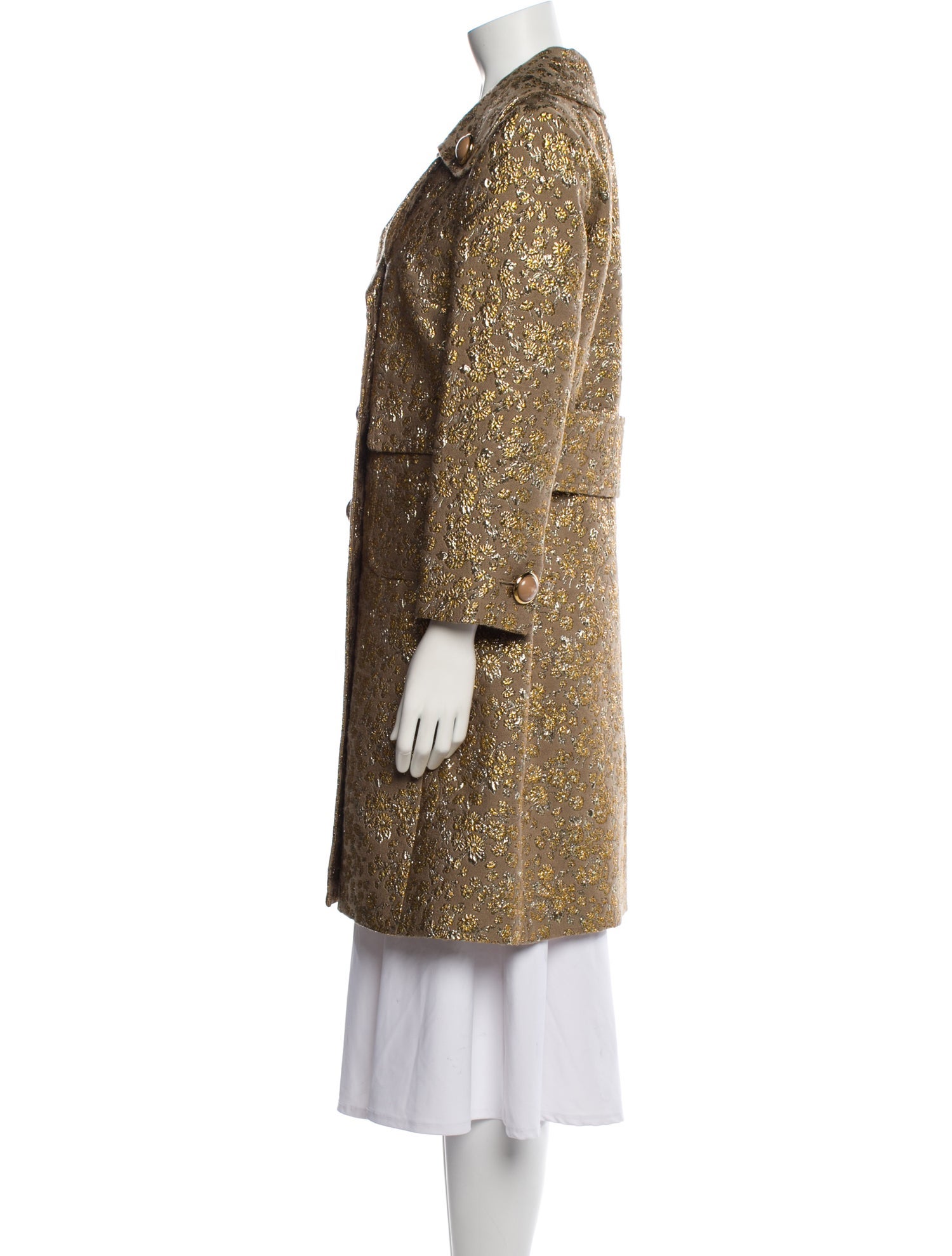 Michael Kors Collection Wool Floral Print Peacoat