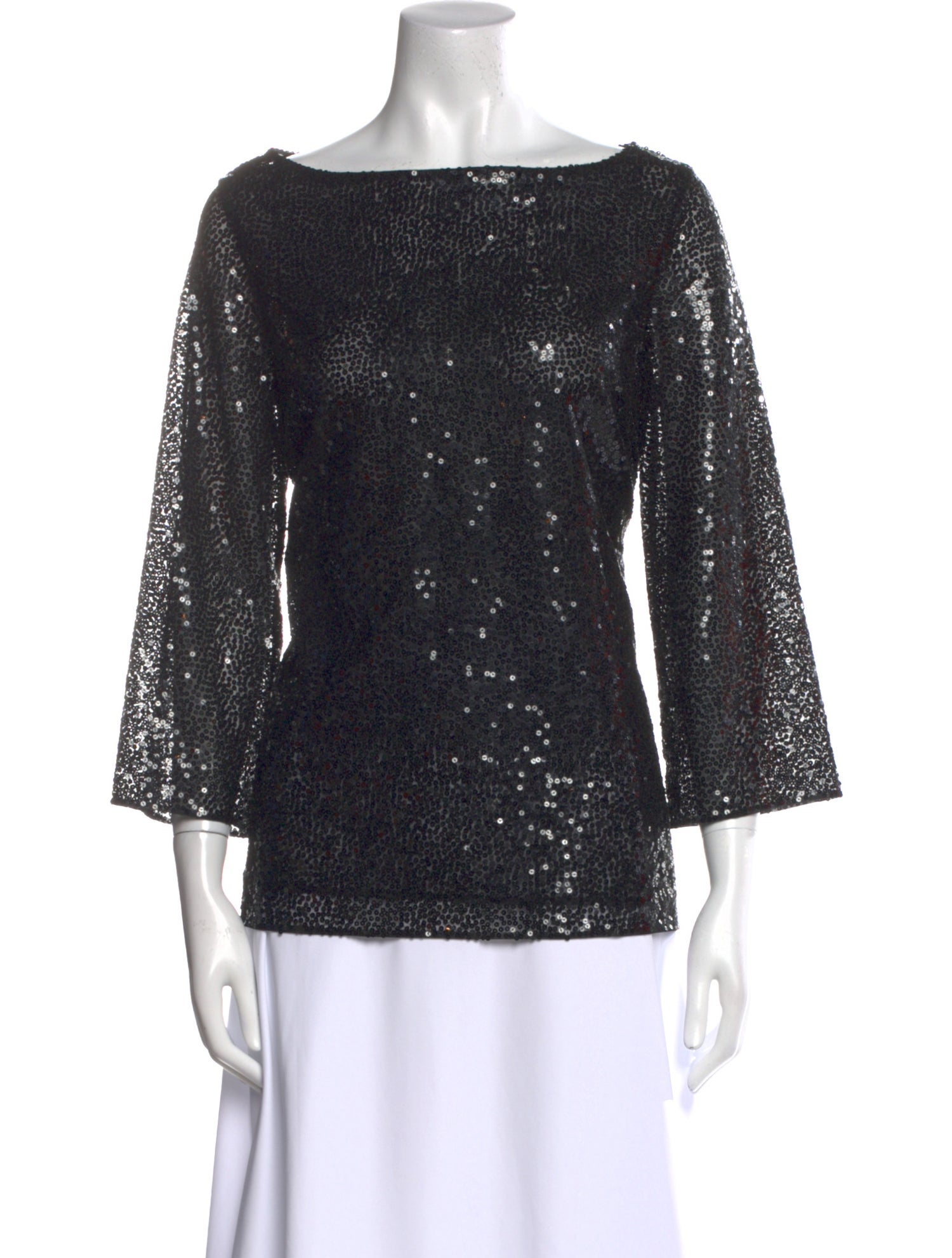 Michael Kors Collection Bateau Neckline Three-Quarter Sleeve Top