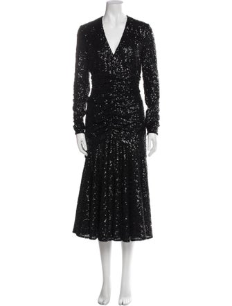 Michael Kors Collection V-Neck Midi Length Dress