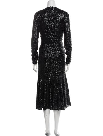 Michael Kors Collection V-Neck Midi Length Dress