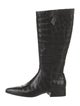 Michael Kors Collection Embossed Leather Riding Boots