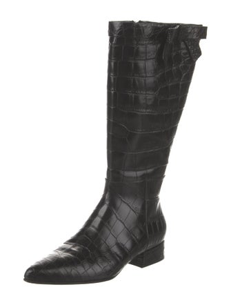 Michael Kors Collection Embossed Leather Riding Boots