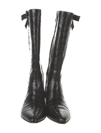 Michael Kors Collection Embossed Leather Riding Boots