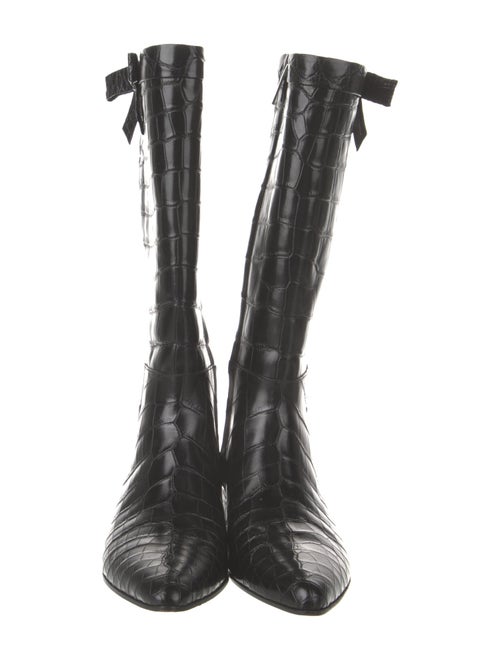 Michael Kors Collection Embossed Leather Riding Boots