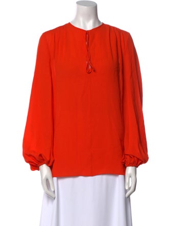 Michael Kors Collection Crew Neck Long Sleeve Blouse