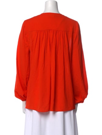 Michael Kors Collection Crew Neck Long Sleeve Blouse