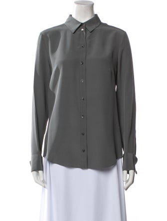 Michael Kors Collection Silk Long Sleeve Button-Up Top