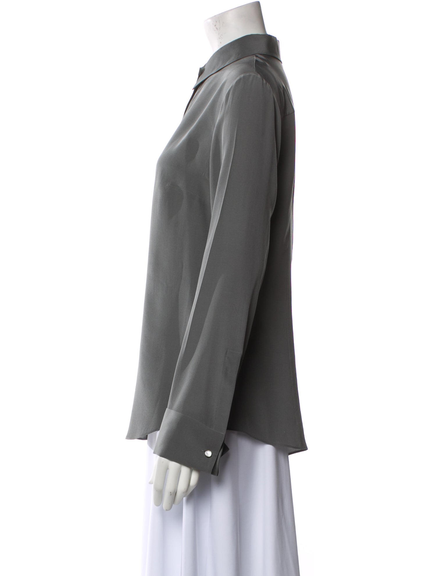 Michael Kors Collection Silk Long Sleeve Button-Up Top