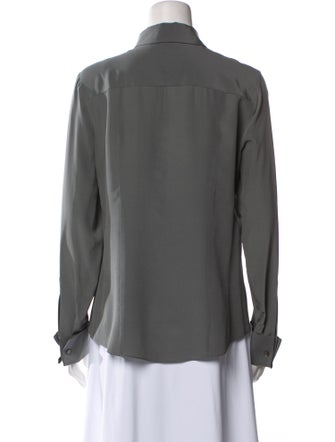 Michael Kors Collection Silk Long Sleeve Button-Up Top