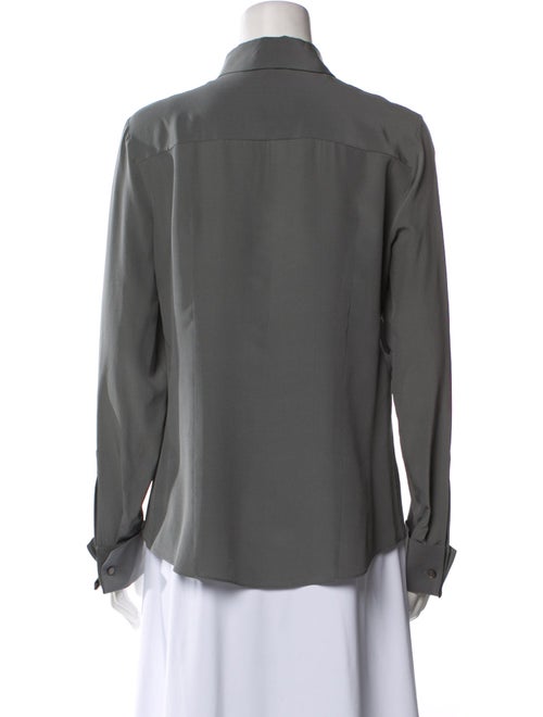 Michael Kors Collection Silk Long Sleeve Button-Up Top
