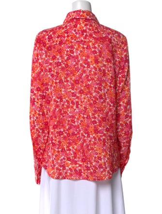 Michael Kors Collection Silk Floral Print Button-Up Top
