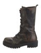Michael Kors Collection Leather Printed Combat Boots
