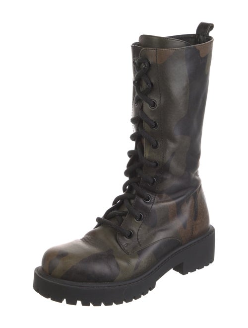Michael Kors Collection Leather Printed Combat Boots