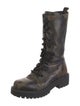Michael Kors Collection Leather Printed Combat Boots