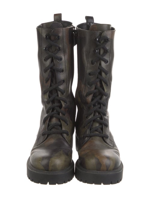 Michael Kors Collection Leather Printed Combat Boots