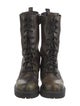 Michael Kors Collection Leather Printed Combat Boots