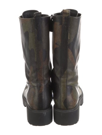 Michael Kors Collection Leather Printed Combat Boots