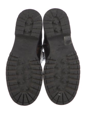 Michael Kors Collection Leather Printed Combat Boots