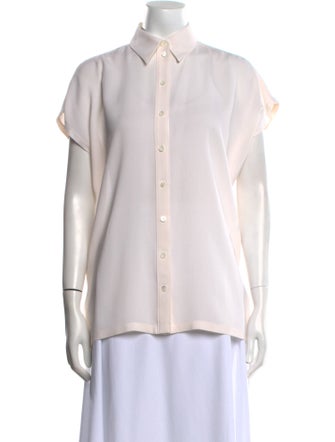 Michael Kors Collection Silk Short Sleeve Button-Up Top