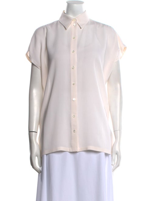 Michael Kors Collection Silk Short Sleeve Button-Up Top