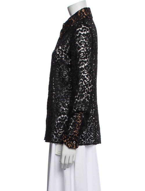 Michael Kors Collection Lace Pattern Long Sleeve Button-Up Top
