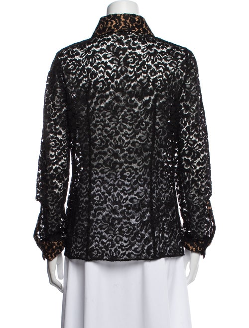 Michael Kors Collection Lace Pattern Long Sleeve Button-Up Top