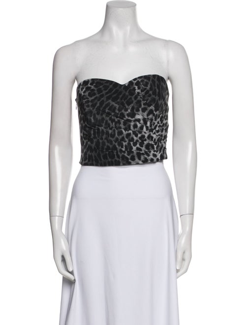 Michael Kors Collection Silk Animal Print Crop Top
