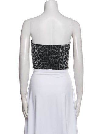 Michael Kors Collection Silk Animal Print Crop Top