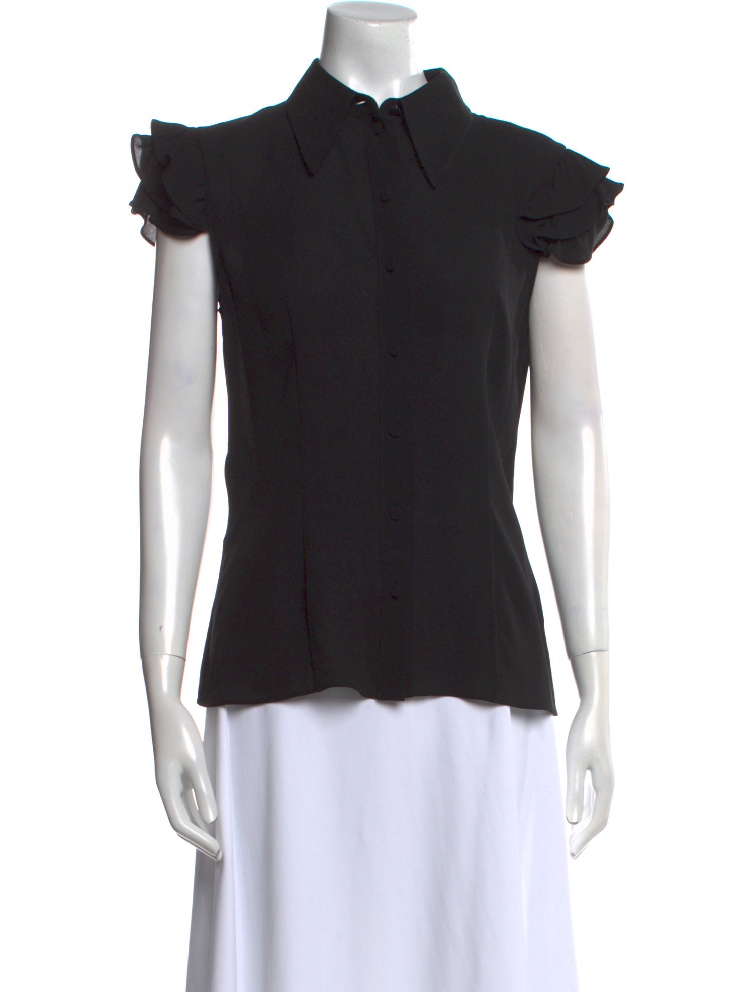 Michael Kors Collection Silk Short Sleeve Button-Up Top