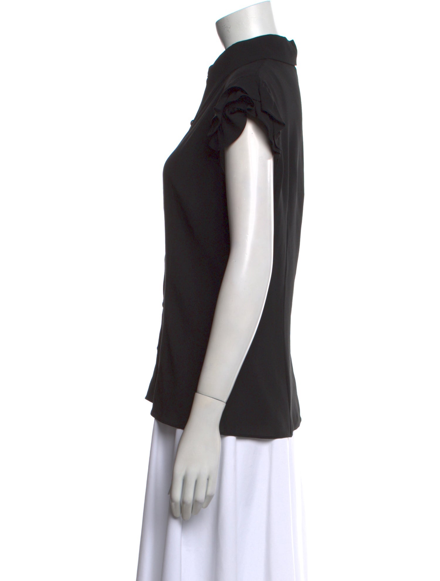 Michael Kors Collection Silk Short Sleeve Button-Up Top