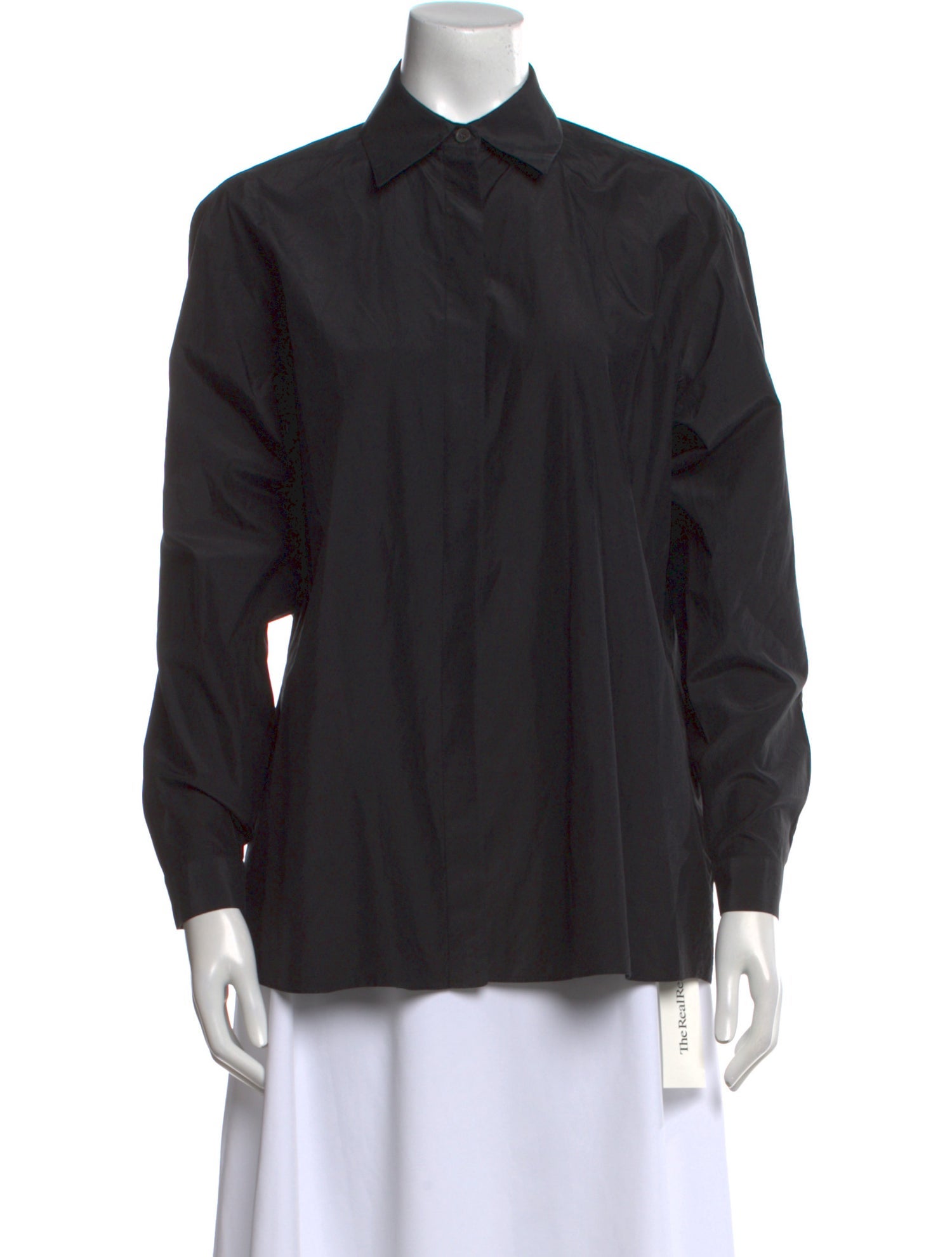 Michael Kors Collection Silk Long Sleeve Button-Up Top