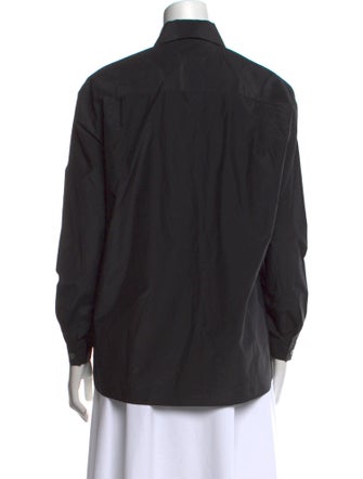 Michael Kors Collection Silk Long Sleeve Button-Up Top