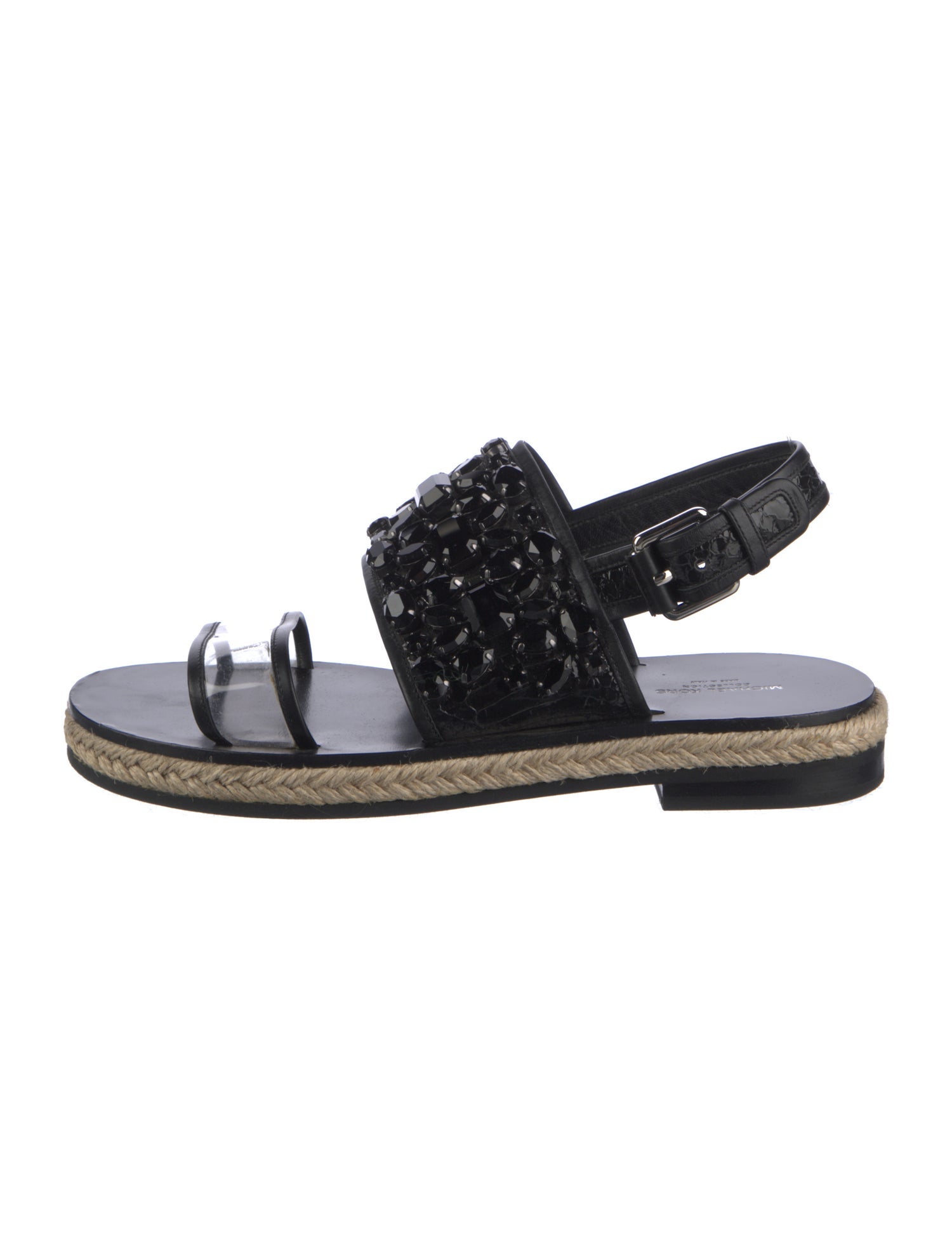 Michael Kors Collection Leather Crystal Embellishments Slingback Sandals