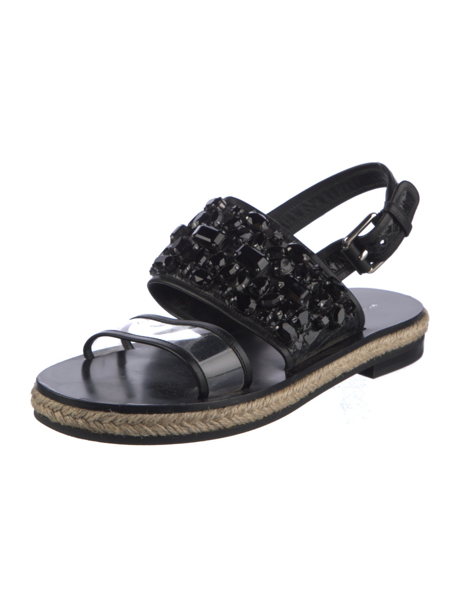 Michael Kors Collection Leather Crystal Embellishments Slingback Sandals