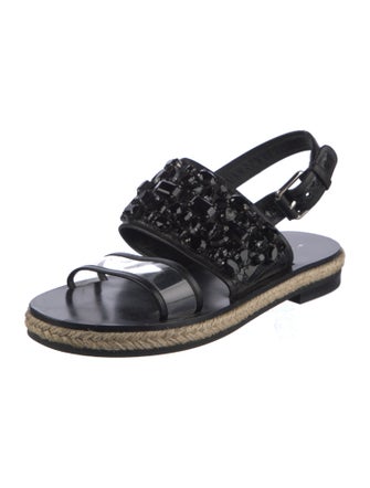 Michael Kors Collection Leather Crystal Embellishments Slingback Sandals