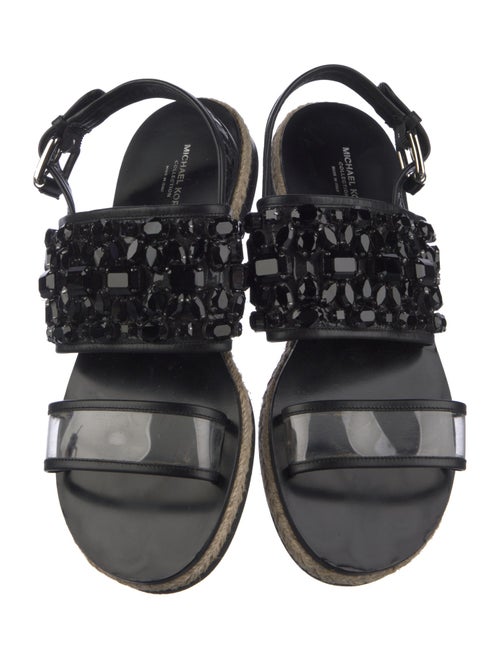 Michael Kors Collection Leather Crystal Embellishments Slingback Sandals