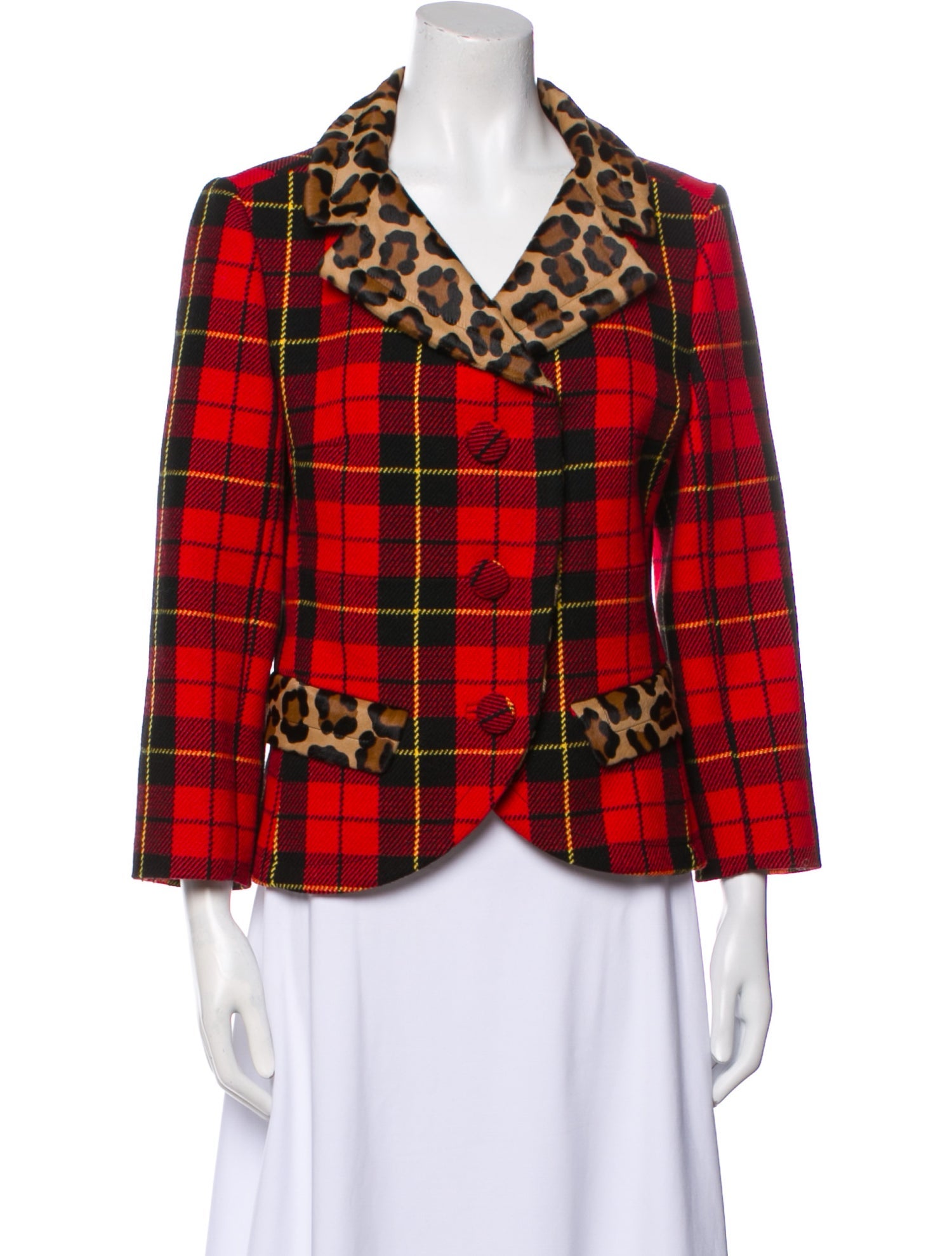 Michael Kors Collection Virgin Wool Plaid Print Blazer