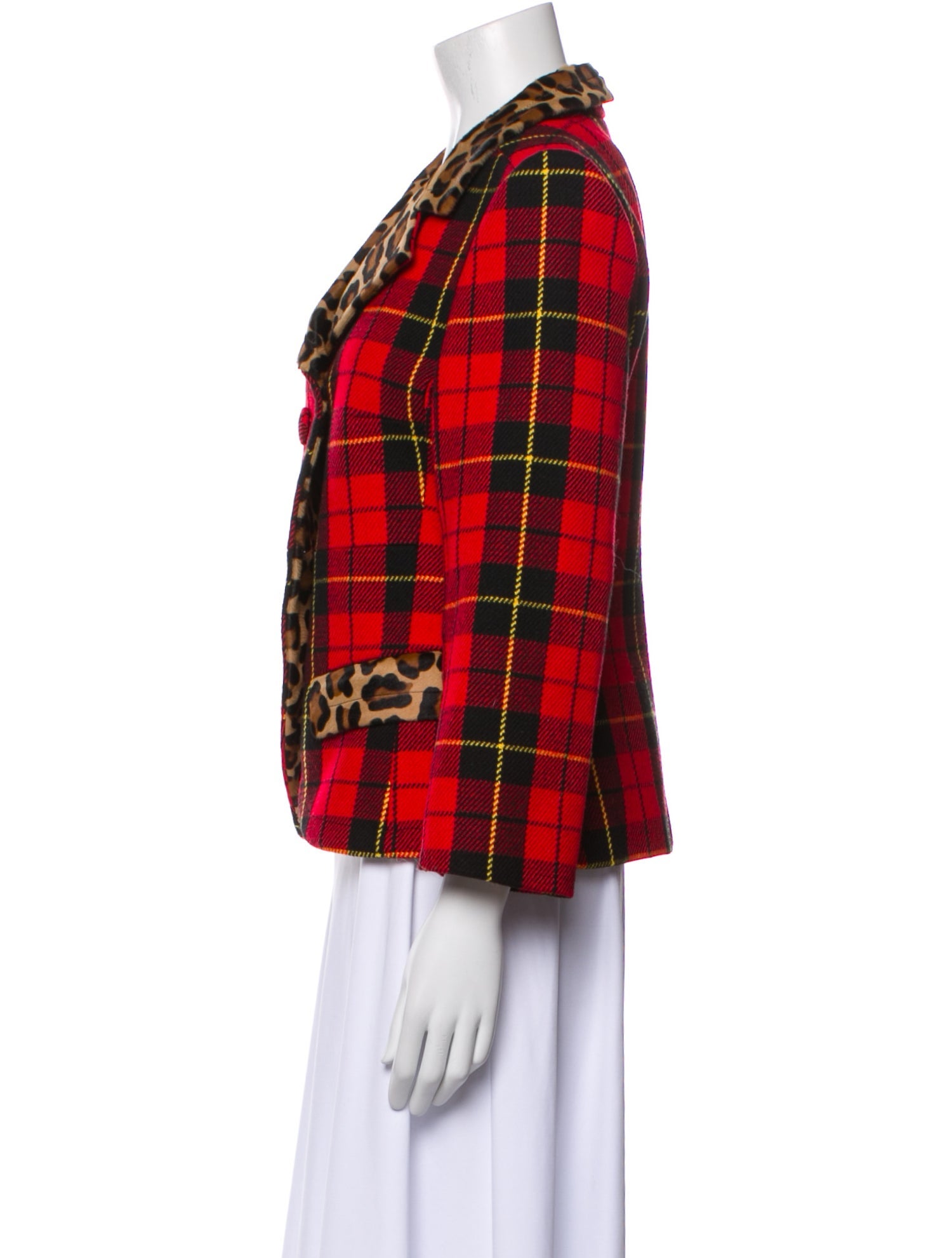 Michael Kors Collection Virgin Wool Plaid Print Blazer