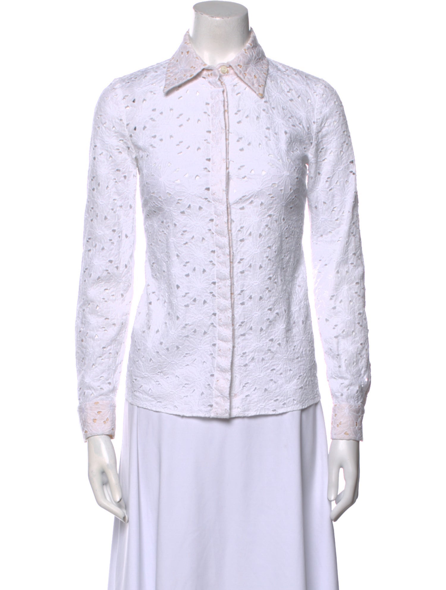 Michael Kors Collection Printed Long Sleeve Button-Up Top