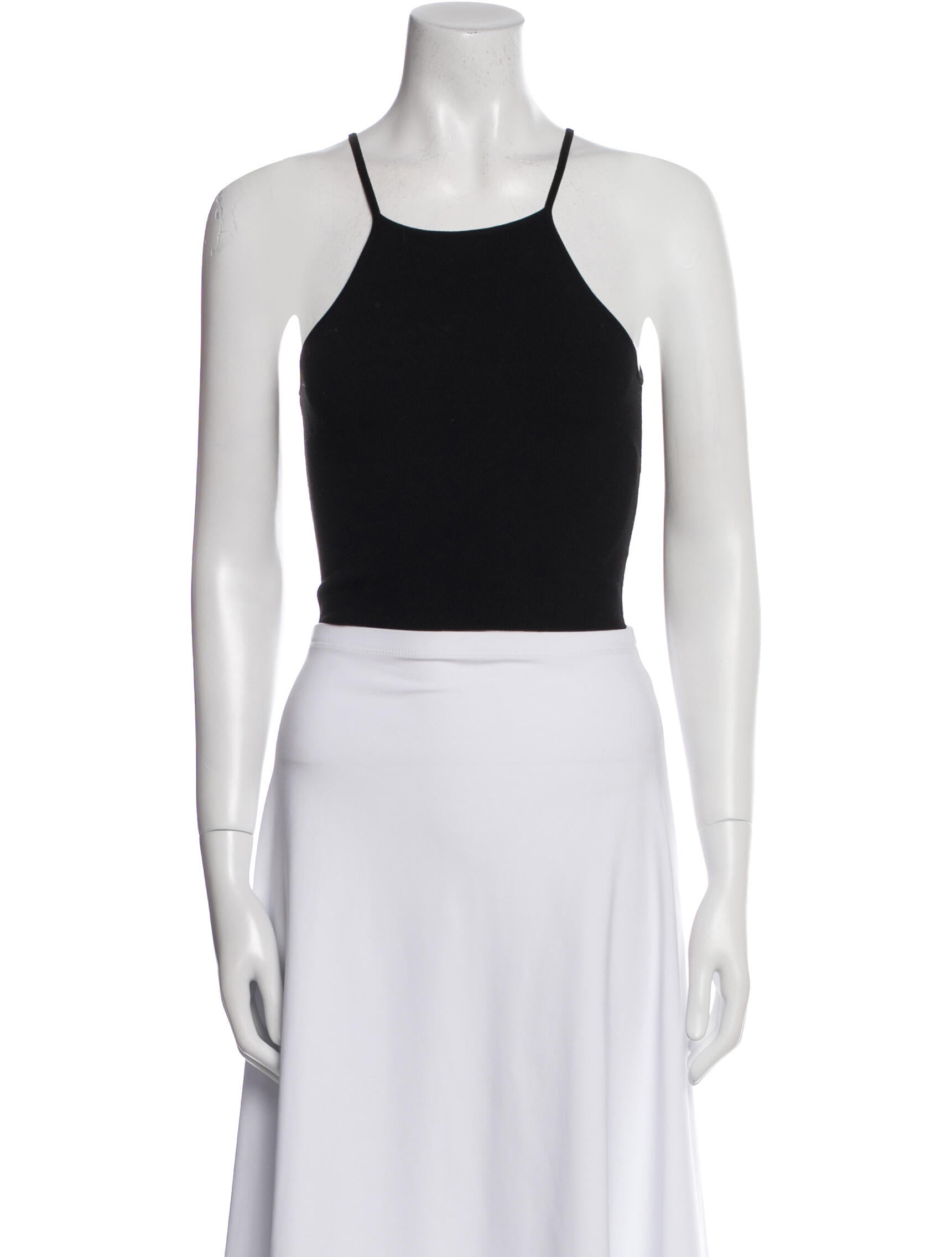 Michael Kors Collection Square Neckline Sleeveless Crop Top