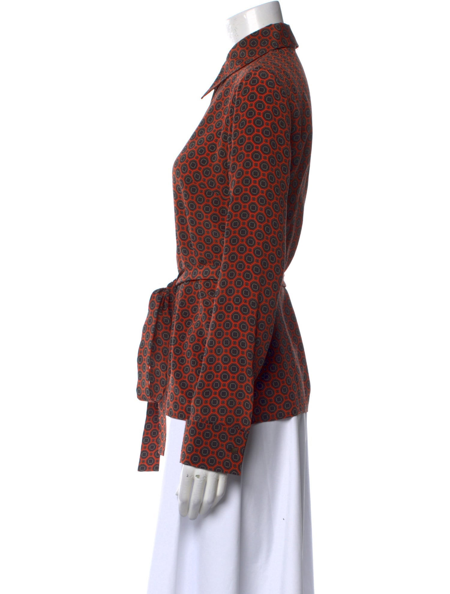 Michael Kors Collection Silk Printed Button-Up Top